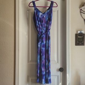 Gilli Blue and Purple Tie-Dye Maxi Dress